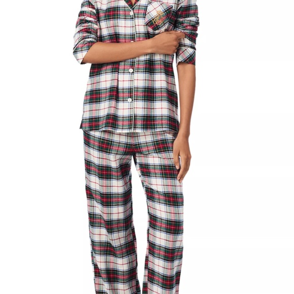 Ralph Lauren Long Sleeve  Plaid Green White Tartan Festive Pyjamas M XL - Picture 4 of 4